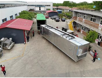 英国客户定制500KG/H压缩机式隧道速冻机发货